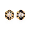 Brass Micro Pave Clear Cubic Zirconia Stud Earrings EJEW-S210-016B-NR-1