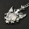 Natural Quartz Crystal Heart with Wing Pendant Keychain G-Z033-04P-03-2