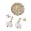 Natural White Jade Round Beads & 304 Stainless Steel Components Dangle Earrings for Women EJEW-JE06231-05-3