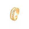 Ion Plating(IP) 304 Stainless Steel Curb Chain Shape Open Cuff Ring for Women RJEW-S405-220G-3