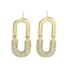 Oval Brass with Cubic Zirconia Dangle Stud Earrings EJEW-Q811-32G-1