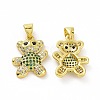 Brass Micro Pave Clear Cubic Zirconia Pendants ZIRC-F135-28G-01-1