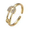 Adjustable Brass Micro Pave Clear Cubic Zirconia Cuff Rings ZIRC-Z002-06G-3