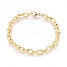 Ion Plating(IP) 304 Stainless Steel Cable Chain Bracelets BJEW-P237-20G