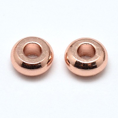 Brass Flat Round Spacer Beads KK-M085-14RG-NR-1