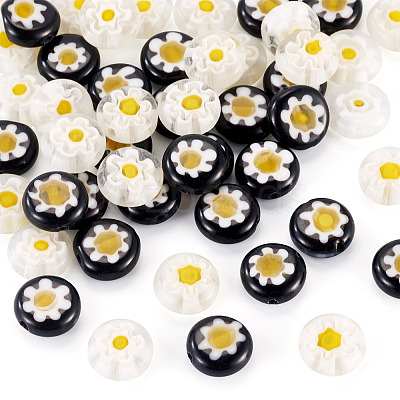 50Pcs 2 Colors Handmade Millefiori Lampwork Beads LAMP-TADJ0001-03A-1