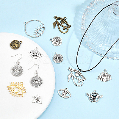64Pcs 16 Style Tibetan Style Zinc Alloy Pendant & Pendant Rhinestone Settings FIND-CA0006-89-1