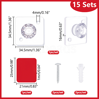 15 Sets Acrylic Diamond Hook Hangers for Jewelry Necklace FIND-GA0003-46-1