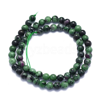 Natural Ruby in Zoisite Beads Strands G-K310-C10-6mm-1