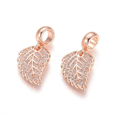 Brass Micro Pave Cubic Zirconia European Dangle Charms X-ZIRC-E163-17RG-1