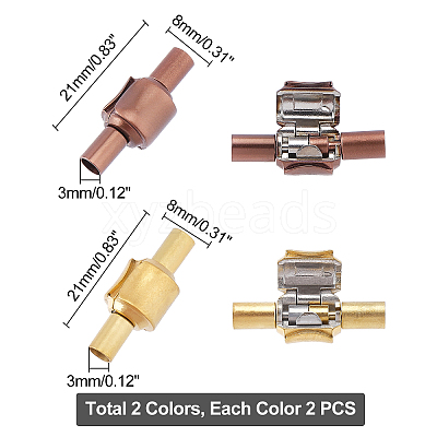 4Pcs 2 Colors Ion Plating(IP) 304 Stainless Steel European Clasps with Cord Ends STAS-DC0004-33-1