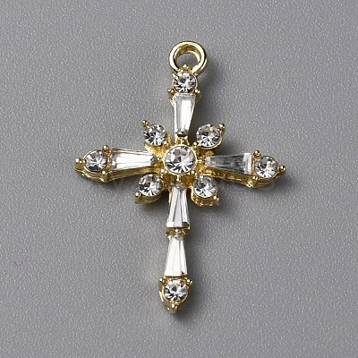 Brass Clear Cubic Zirconia Pendants FIND-WH0129-45LG-1