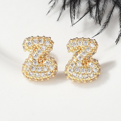 Brass Micro Pave Cubic Zirconia Stud Earrings EJEW-Z091-04G-Z-1