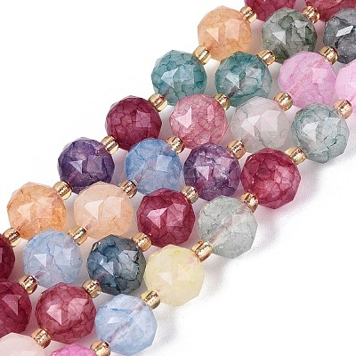 Ombre Effect Dyed Transparent Crackle Glass Beads Strands GLAA-Q111-10MM-M-1