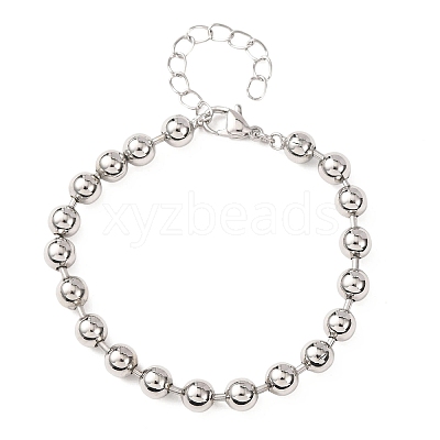 Brass Ball Link Chain Bracelets for Women BJEW-H640-02A-P-1