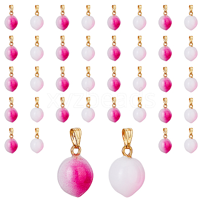 100Pcs 2 Colors Opaque Spray Painted Glass Pendants GLAA-DC0001-25-1