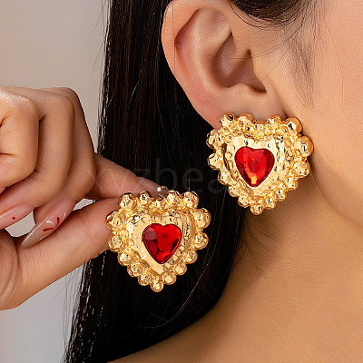 Alloy Rhinestone Stud Earrings for Women WG30F2B-01-1