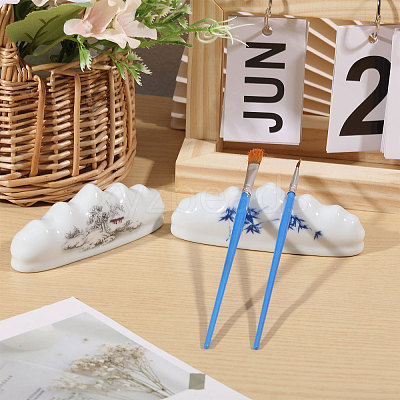 2Pcs 2 Colors Porcelain Calligraphy Brush Holder AJEW-CA0004-91-1