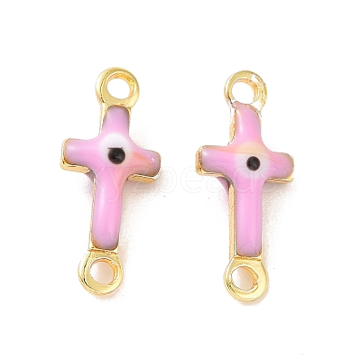 Brass Enamel Connector Charms KK-J302-08G-01-1