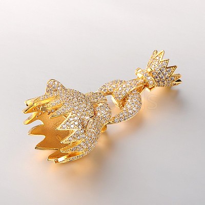 Fashionable Brass Micro Pave Cubic Zirconia Fold Over Clasps ZIRC-M047-G-RS-1
