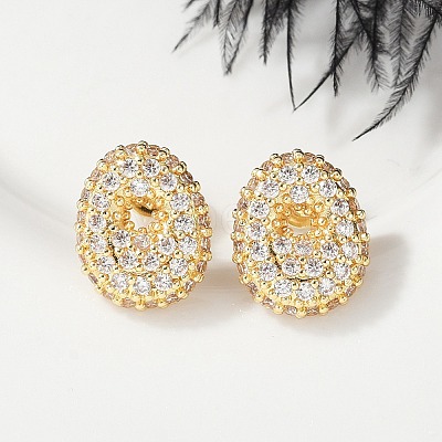Brass Micro Pave Cubic Zirconia Stud Earrings EJEW-Z091-04G-O-1