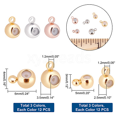 72Pcs 6 Style Brass Beads KK-PH0004-75-1