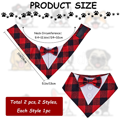 2Pcs 2 Styles Polyester Pet Handkerchi AJEW-CP0008-69B-1