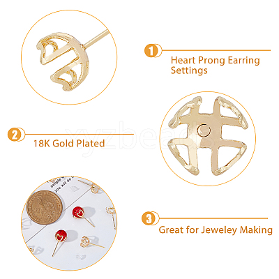 30Pcs Ion Plating(IP) Brass Stud Earring Findings KK-DC0003-01-1