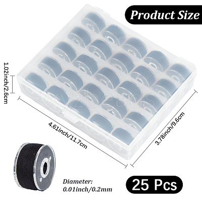25Pcs Polyester Sewing Thread with Transparent Bobbin Box Sets SENE-WH20003-001C-1