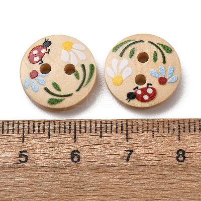 2-Hole Printed Opaque Resin Buttons RE-CBABDF1-20-1