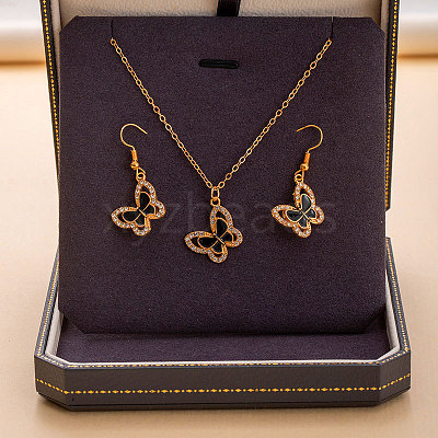 Alloy Rhinestone & Enamel Pendant Necklaces & Dangle Earrings Sets for Women FS-WGD52C4-14-1