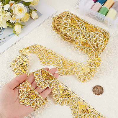 10 Yards Sparkle Polyamide Wavy Flower Lace Trim OCOR-WH20022-023A-1