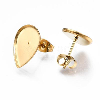 Earring Cabochon Settings 304 Stainless Steel Ear Studs Blank Settings STAS-Q170-13G-1