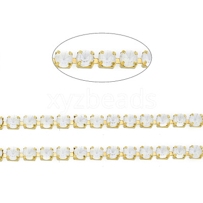 Brass Rhinestone Strass Chains CHC-N017-003B-C08-1