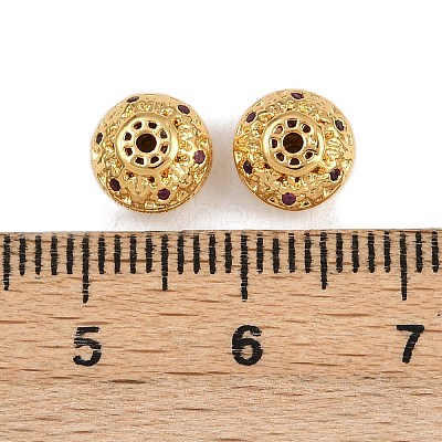 Brass Micro Pave Cubic Zirconia Beads KK-F910-05G-1