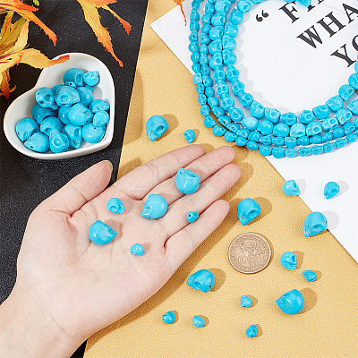 3 Sizes Dyed Synthetic Turquoise Beads Strands G-AR0004-83-1