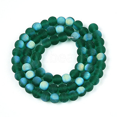 Frosted Transparent Glass Beads Strands GLAA-T032-T6mm-MBB21-1