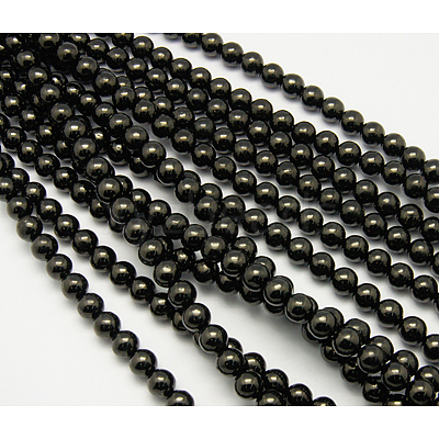 Natural Coal Quartz Beads Strands G-N141-6mm-6-1