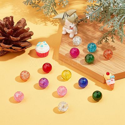 Spray Painted Transparent Crackle Glass Beads Strands CCG-X0002-10mm-B-1