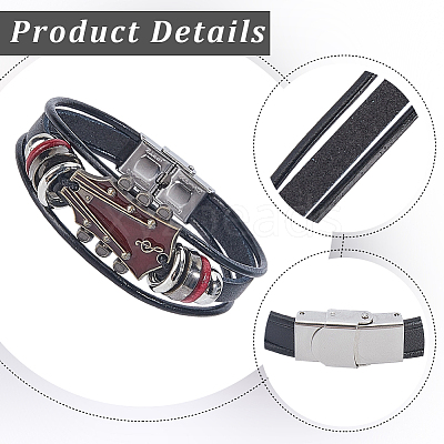 1Pc Alloy & Leather Cord Bracelets for Men Women BJEW-CL0001-56-1