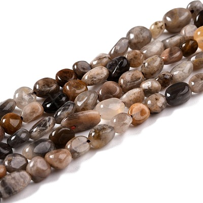 Natural Black Sunstone Beads Strands G-G018-03B-1