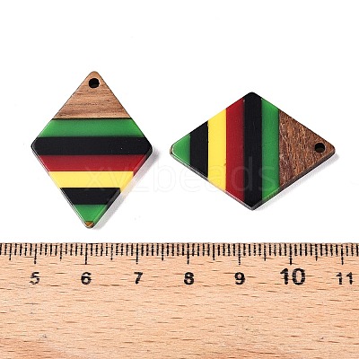 Jamaican Colour Epoxy Resin & Walnut Wood Pendants X-RESI-N039-122N-1