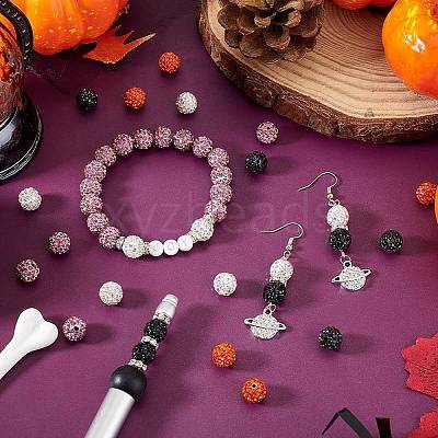 120Pcs 4 Colors Pave Disco Ball Beads RB-PH0001-58-1
