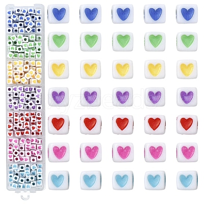 399Pcs 7 Colors Opaque Acrylic Beads OACR-YW0003-12-1