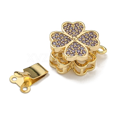 Brass Micro Pave Cubic Zirconia Box Clasps KK-U037-23G-01-1