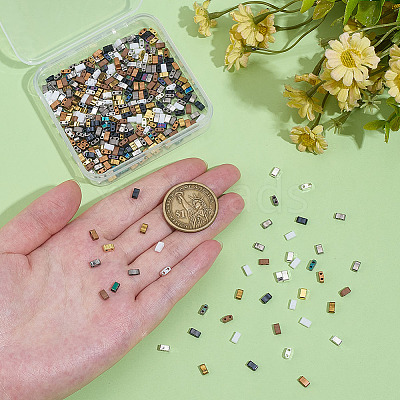 380Pcs 10 Styles 2-Hole Opaque Glass Seed Beads SEED-ME0001-04-1