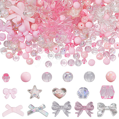 100Pcs 10 Styles Opaque & Transparent Acrylic Beads MACR-SC0002-23-1