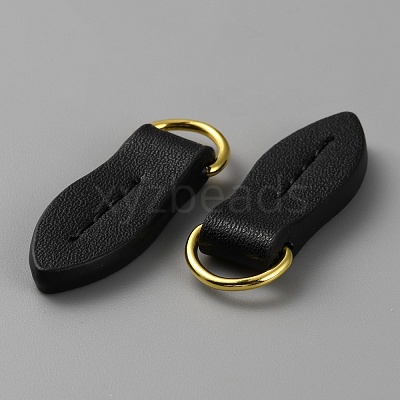 Leaf Shape Leather Zipper Heads FIND-WH0139-145B-1