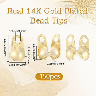 150Pcs Brass Bead Tips KK-BBC0027-85A-1