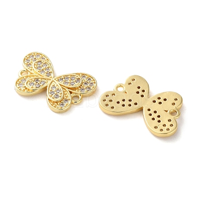 Rack Plating Brass Cubic Zirconia Butterfly Connector Charms KK-C084-31A-G01-1